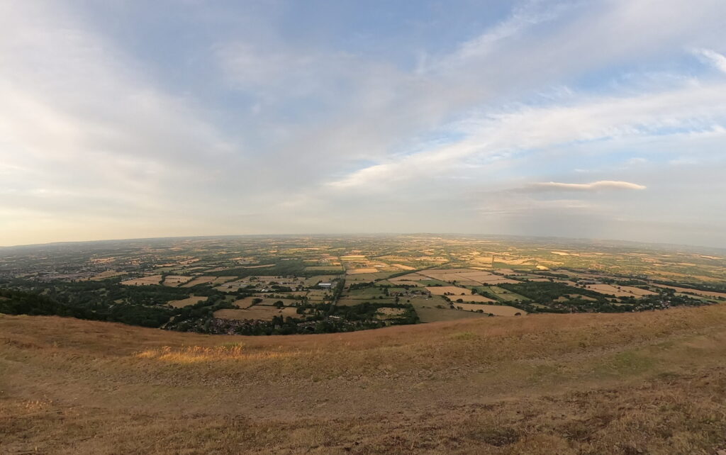 Panoramic view from Pinnacle Hill over Worcestershire towards Upton-upon-Severn