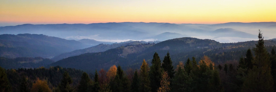 Sunrise over Beskids at Polish Slovakian Border